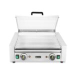 Valčekový gril na párky s energeticky úsporným krytom, dvojzónový 11 valčekov